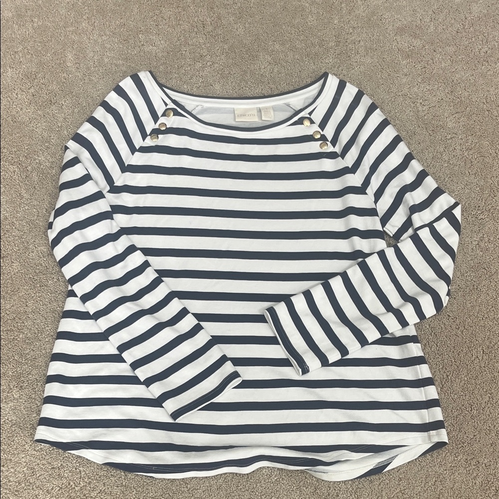 Chico’s Striped Navy and White Women's Top